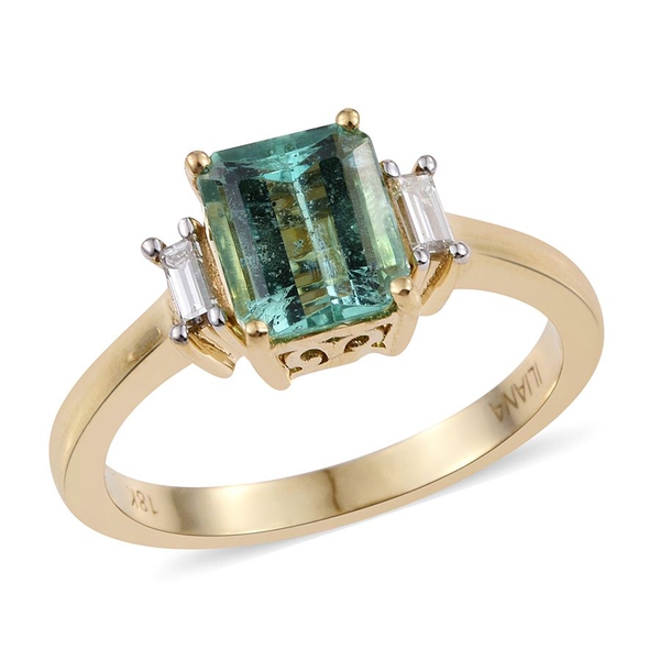 ILIANA 18K Y Gold Boyaca Colombian Emerald (Oct 1.75 Ct), Diamond (SI-G-H) Ring 1.900 Ct.
