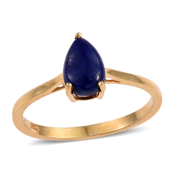 Lapis Lazuli (Pear) Solitaire Ring, Pendant and Stud Earrings (with Push Back) in 14K Gold Overlay Sterling Silver 6.000 Ct.