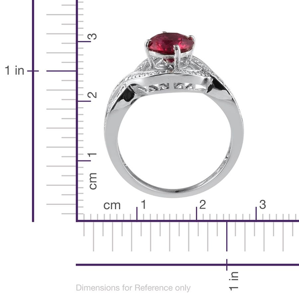 AAA Simulated Ruby (Rnd), Simulated Citrine, Simulated Diamond, Simulated Emerald, Simulated Blue Sapphire and Diamond Interchangeable Ring in ION Plated Platinum Bond