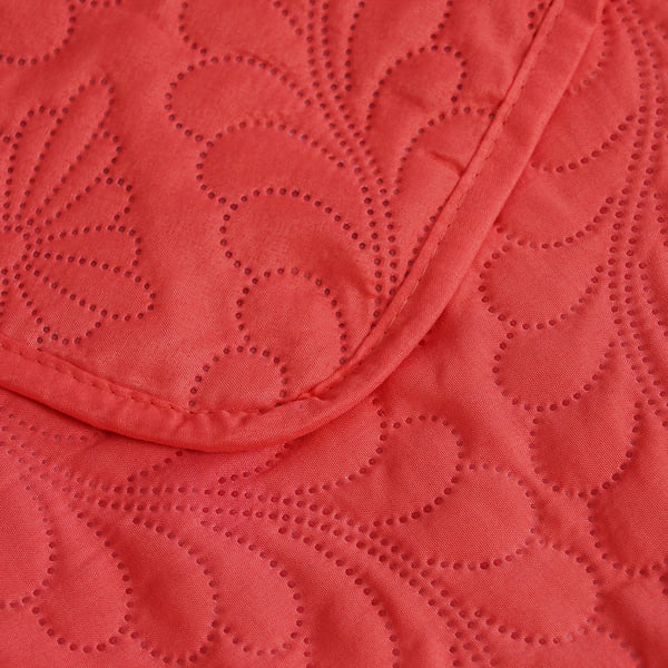 Pinsonic Quilt (Size King) and 2 Pillow Case - Coral Colour
