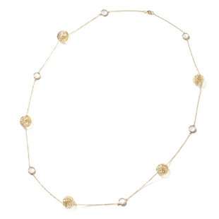 Isabella Liu - Sea Rhyme Collection - White Mother of Pearl (Rnd) Necklace (Size 33) in Yellow Gold 