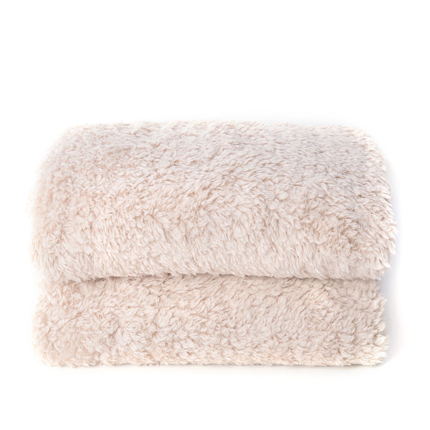 Super Soft Teddy Bear Plush Double Sided Sherpa Blanket - Beige  (Size 150x200Cm)