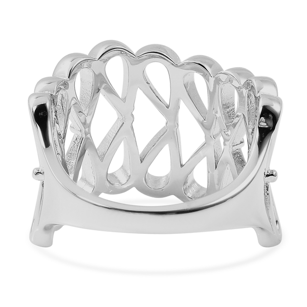 LucyQ Knot Ring in Rhodium Overlay Sterling Silver, Silver wt 6.05 Gms