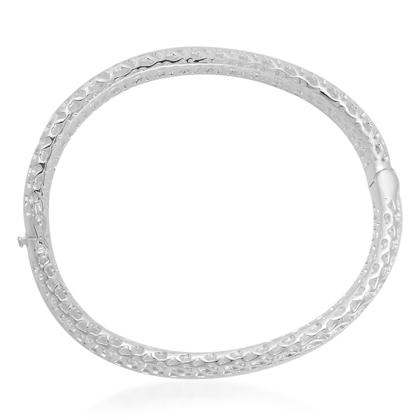 RACHEL GALLEY Rhodium Plated Sterling Silver Lattice Bangle (Size 7.5), Silver wt. 27.42 Gms.