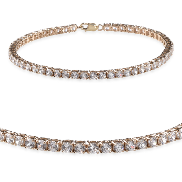 9K Y Gold (Rnd) Bracelet (Size 8) Made with 120 FACETS HERITAGE CUT  ZIRCONIA 6.160 Ct.