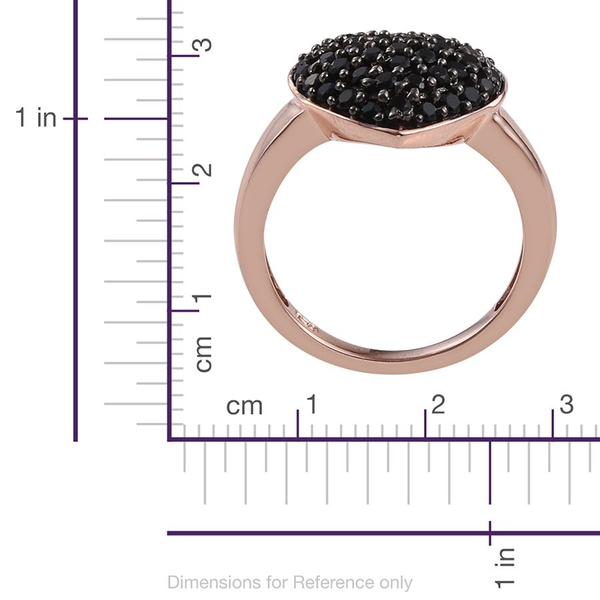 Boi Ploi Black Spinel Heart Silver Ring in Rose Gold Overlay 2.250 Ct.