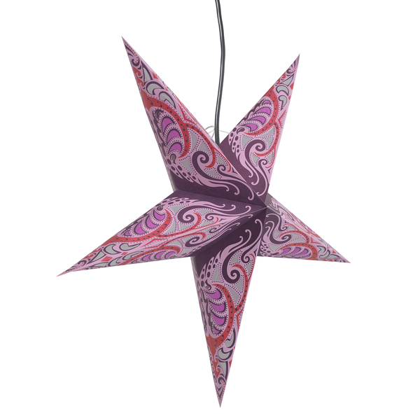 Home Decor - Pink, Purple and Multi Colour Handmade Star with Electric Cable (Size 60 Cm)