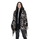 Leopard Pattern Faux Fur Shawl with Fringe - Black