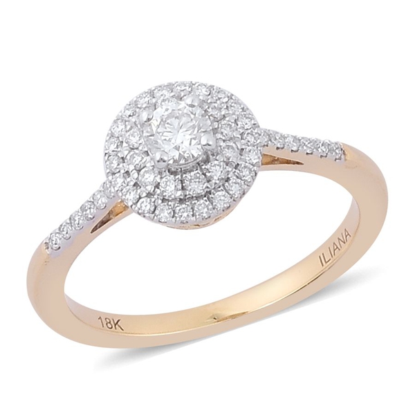 ILIANA 18K Yellow Gold 0.50 Carat Diamond Engagement Ring IGI Certified SI G-H.