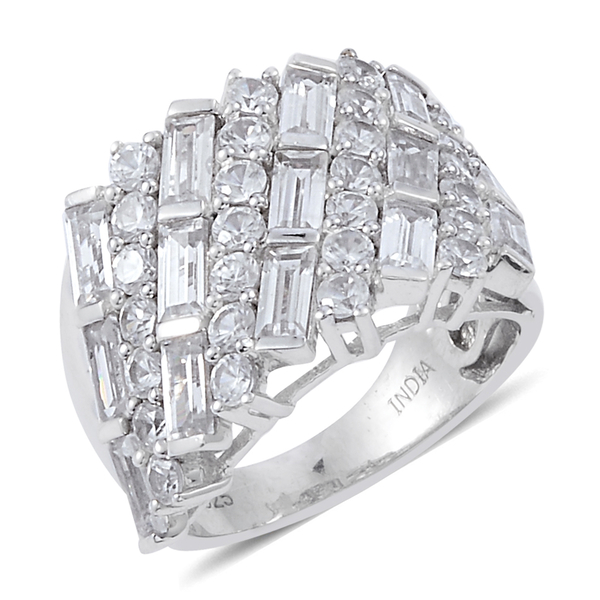 Natural Cambodian Zircon (Rnd), Lolite Ring in Rhodium Overlay Sterling Silver 3.324 Ct. Silver Wt. 