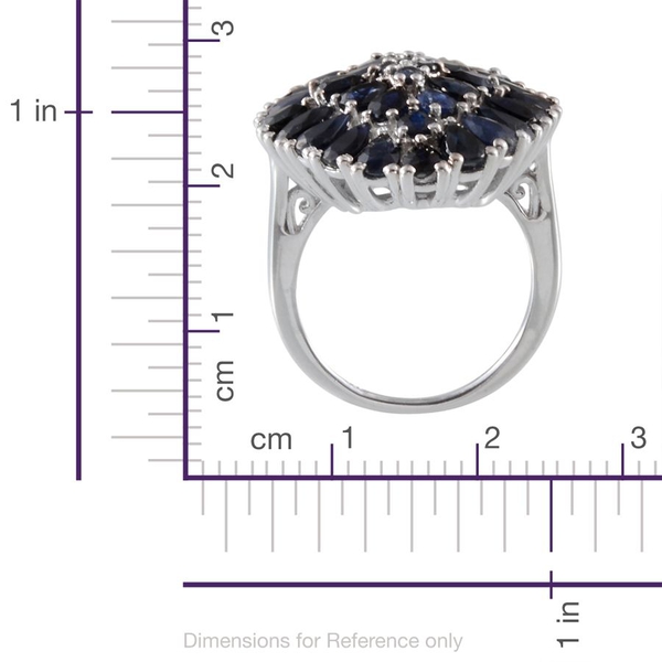 Kanchanaburi Blue Sapphire (Pear) Cluster Ring in Platinum Overlay Sterling Silver 6.400 Ct.