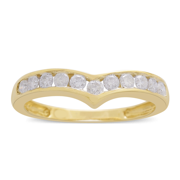 0.50 Ct Diamond Half Eternity Wishbone Ring in 9K Gold 1.77 Grams SGL Certified