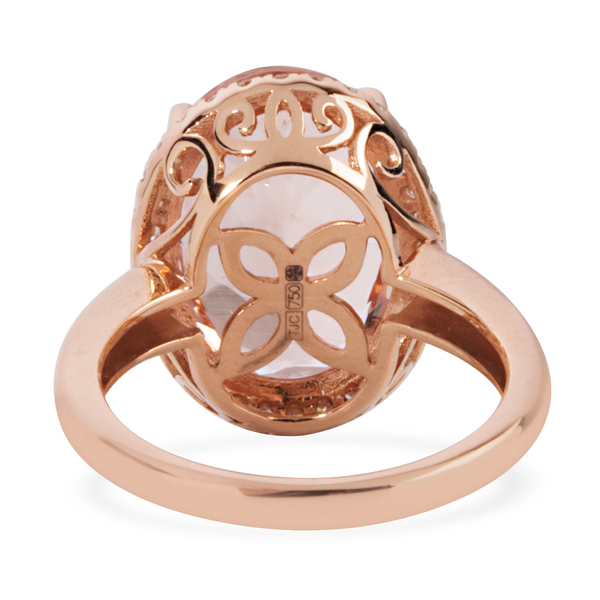 Signature Collection- ILIANA 18K Rose Gold AAA Mozambique Morganite (Ovl 14x10mm, 5.00 Ct) and Diamond (SI/G-H) Ring 5.250 Ct.