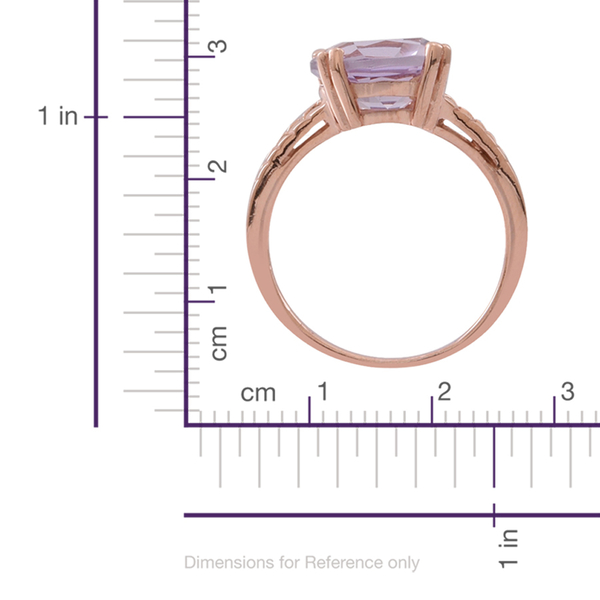 Rose De France Amethyst (Cush) Solitaire Ring in Rose Gold Overlay Sterling Silver 4.000 Ct.
