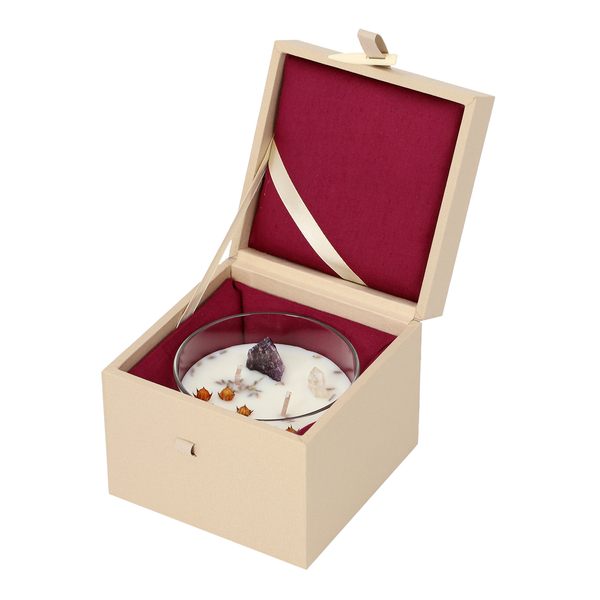The 5th Season Candle Cups with Crystal and Wooden Box - Blue
