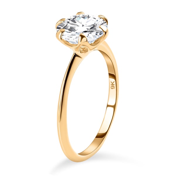 9K Yellow Gold Moissanite ( 100 facets) Solitaire Ring