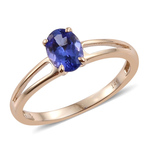 14K Y Gold AA Tanzanite (Ovl) Solitaire Ring 1.000 Ct.