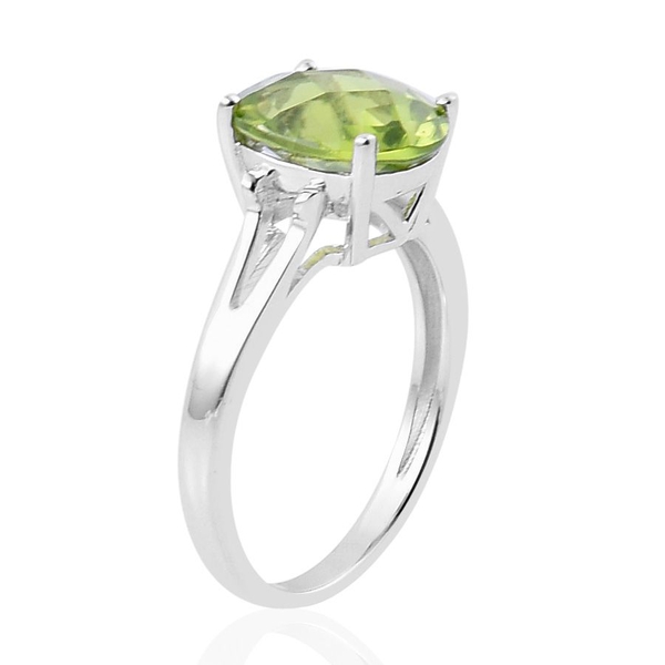 Hebei Peridot (Ovl) Solitaire Ring in Platinum Overlay Sterling Silver 3.500 Ct.