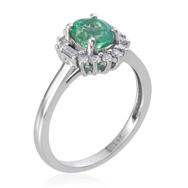 14K W Gold Boyaca Colombian Emerald (Ovl 1.25 Ct), Diamond Ring 1.650 Ct.