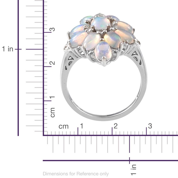 Ethiopian Welo Opal (Ovl), Diamond Ring in Platinum Overlay Sterling Silver 2.770 Ct.