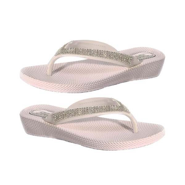 Ella Diamante Toe Post Sandals (Size 4) - White