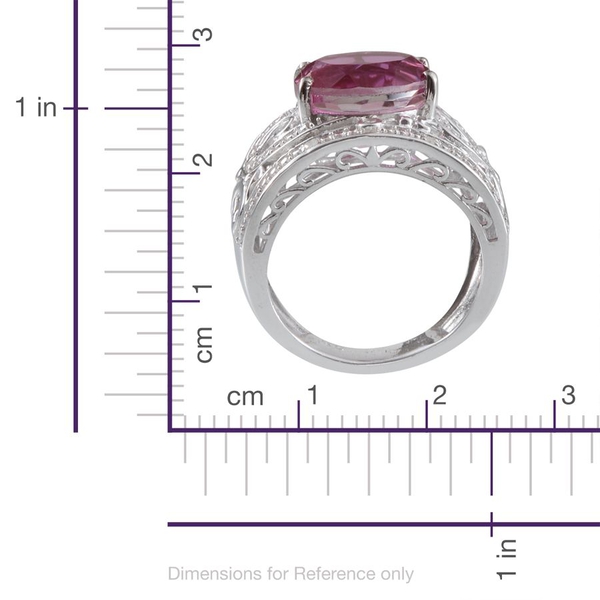Kunzite Colour Quartz (Ovl 5.75 Ct), Diamond Ring in Platinum Overlay Sterling Silver 5.800 Ct.