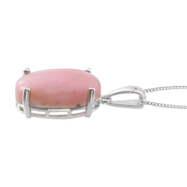 Peruvian Pink Opal (Ovl) Pendant With Chain in Platinum Overlay Sterling Silver 11.500 Ct.
