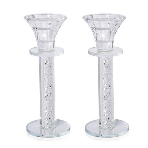Set of 2 Crystal Candle Holder Size 17x6.5 cm 3455253 TJC