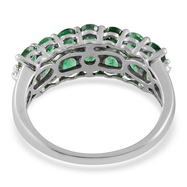 Kagem Zambian Emerald (Ovl), Diamond Ring in Platinum Overlay Sterling Silver 2.010 Ct.