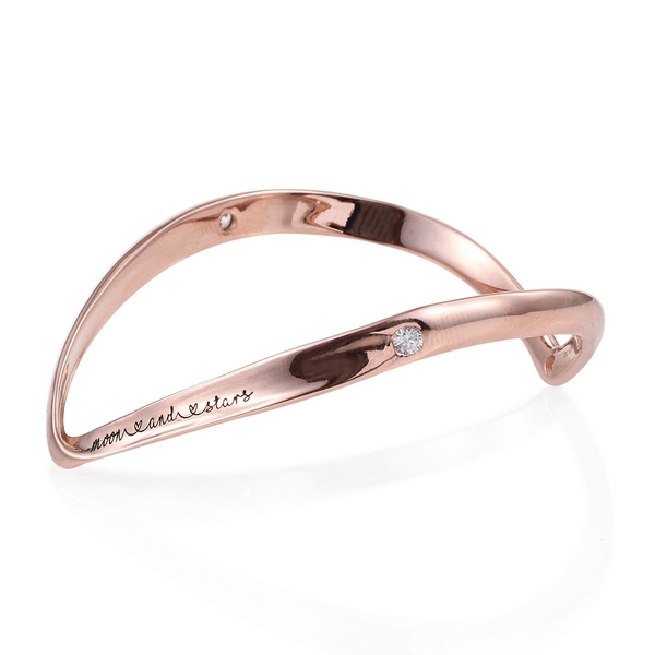 Kimberley A Wish From Me Collection Natural Cambodian Zircon (Rnd) Bangle (Size 7.5) in Rose Gold Overlay Sterling Silver, Silver Wt. 25.92 Gms.