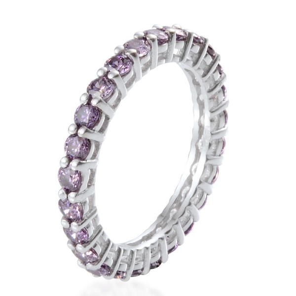 Lustro Stella Platinum Plated Silver 1.50 Carat Made With Amethyst  Zirconia Full Eternity Ring