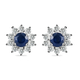 Masoala Sapphire (FF) and Natural Cambodian Zircon Stud Earrings (with Push Back) in Sterling Silver