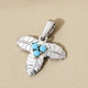 Arizona Sleeping Beauty Turquoise Three Leaf Pendant in Platinum and Gold Overlay Sterling Silver