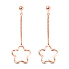 Rose Gold Overlay Sterling Silver Dangling Star Earrings (With Push Back)