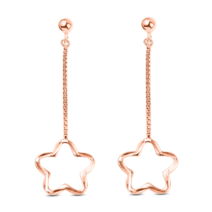 Vegas Close Out - Rose Gold Overlay Sterling Silver Dangling Star Earrings (With Push Back)