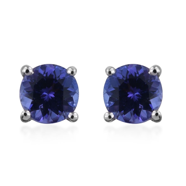 9K W Gold Tanzanite (Rnd) Stud Earrings (with Push Back) 1.000 Ct.