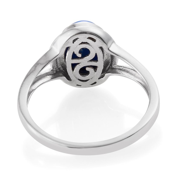 Ceruleite (Ovl) Solitaire Ring in Platinum Overlay Sterling Silver 2.250 Ct.