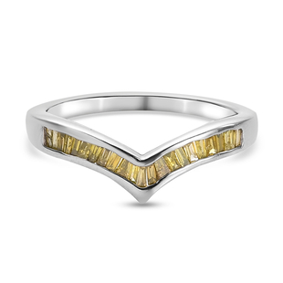 Yellow Diamond Wishbone Ring in Platinum Overlay Sterling Silver 0.25 Ct.