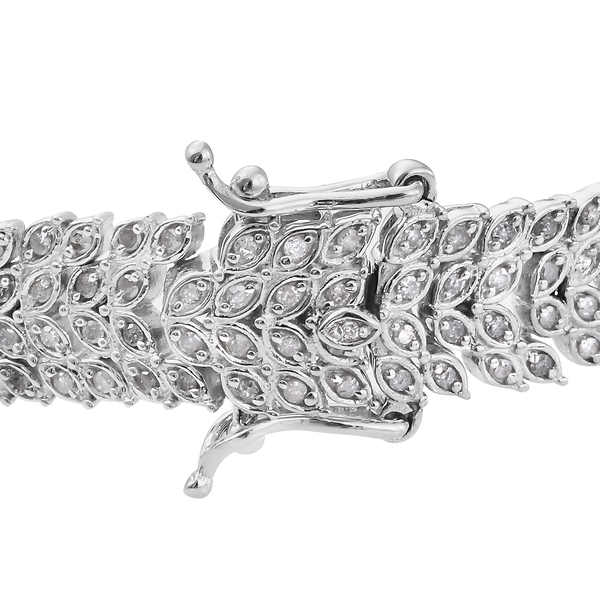 Diamond (Rnd) Bracelet (Size 7.5) in Platinum Overlay Sterling Silver 2.00 Ct.