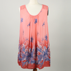 SUGARCRISP Printed Vest Top with Border Detail and Lace Shoulder in Coral (One Size; 60x75cm) CB - 2