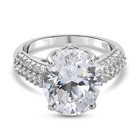 Exclusive Limited Edition - Lustro Stella Platinum Overlay Sterling Silver Ring (Size O) Made with Finest CZ 