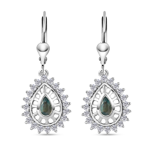 Alexandrite and Natural Cambodian Zircon Lever Back Earrings in Platinum Overlay Sterling Silver 1.2