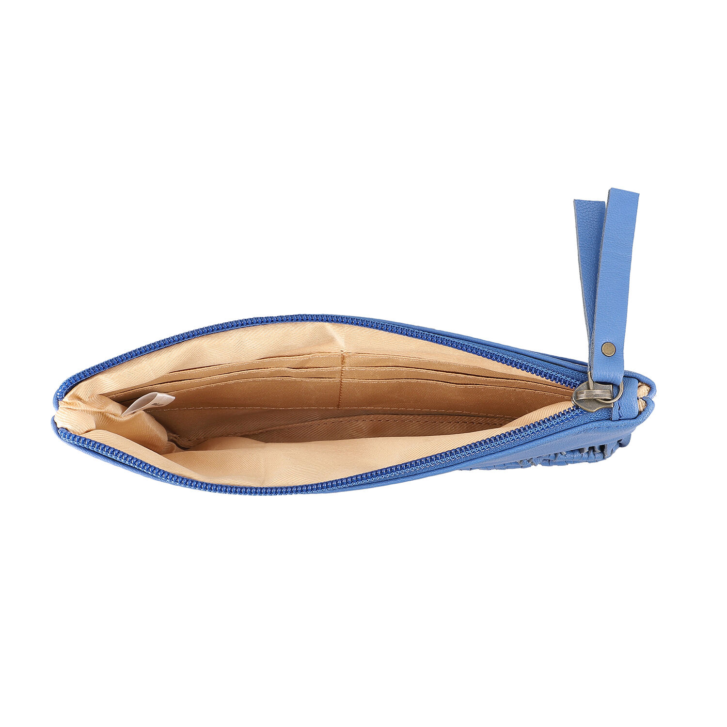 100% Genuine Leather Macrame Wallet (Size 21x13cm) -  Blue