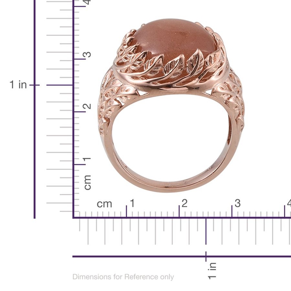 Morogoro Peach Sunstone (Ovl) Ring in Rose Gold Overlay Sterling Silver 16.750 Ct.