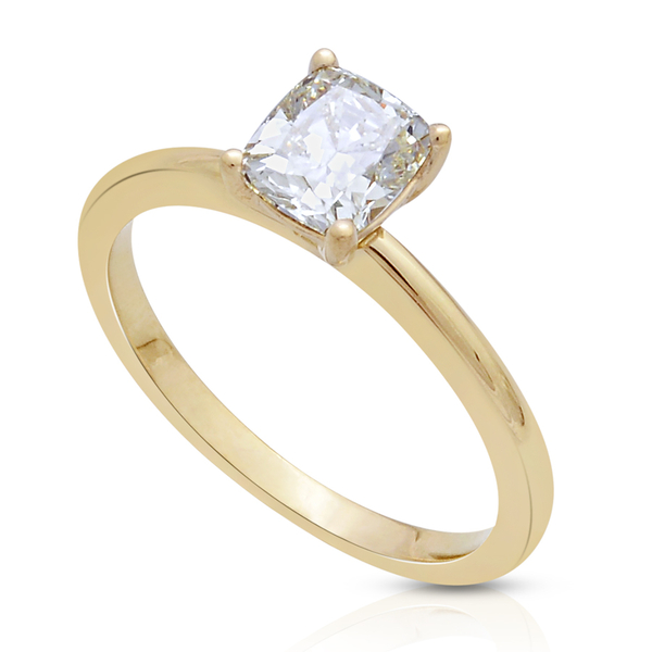 ILIANA 18K Y Gold SGL Certified Natural Yellow Diamond (Cush) (SI) Solitaire Ring 1.000 Ct.
