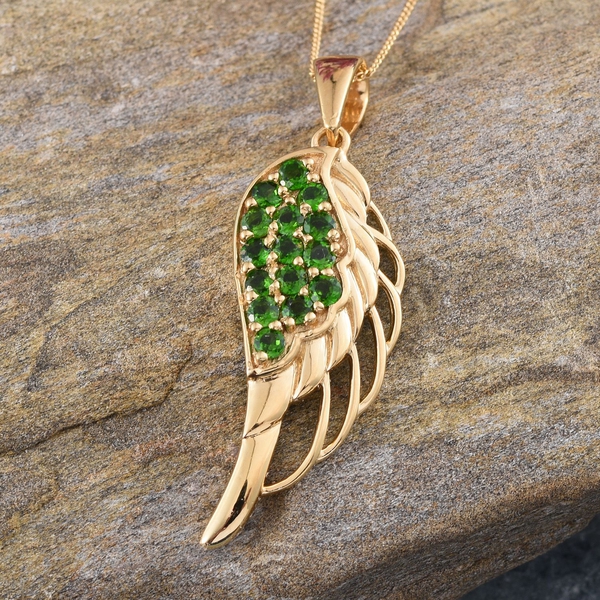 Chrome Diopside (Rnd) Pendant With Chain in 14K Gold Overlay Sterling Silver 1.500 Ct.