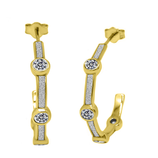 NY Close Out - Simulated Diamond Earrings (With Push Back) in Yellow Gold Overlay Sterling Silver