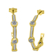 NY Close Out - Simulated Diamond J Hoop Earrings (With Push Back) in Yellow Gold Overlay Sterling Si