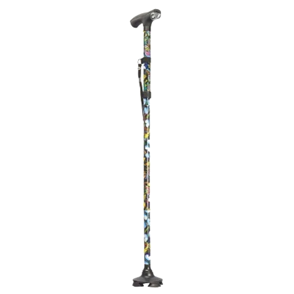 Zoomer Collapsable Adjustable Walking Cane (Size 33.5 to 38 inch) - Multi Colour Butterfly Requires 