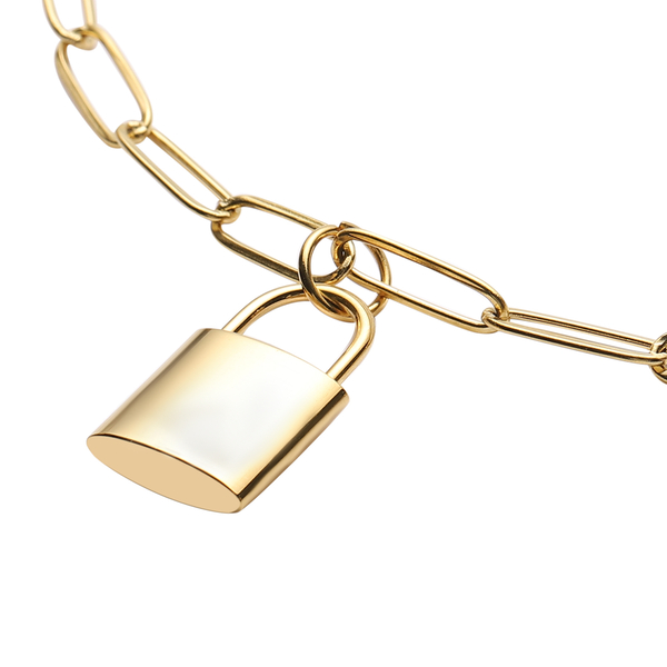 Paperclip Chain Necklace (Size 18)With Charm in Yellow Gold Tone